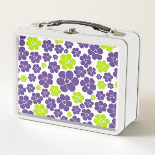 Lunch Box Motif à fleurs en vert citron et violet