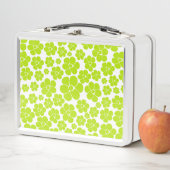 Lunch Box Motif à fleurs en vert et blanc citron (En situation)