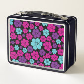 Lunch Box Motif à fleurs - rose, violet, bleu et noir (Dos)
