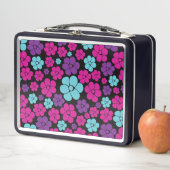 Lunch Box Motif à fleurs - rose, violet, bleu et noir (En situation)