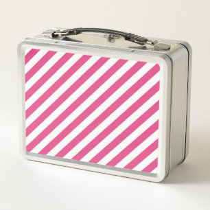 Lunch Box Motif à rayures roses et blanches diagonales