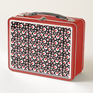 Lunch Box Motif Abstrait de Bright Red White Cercles Noir