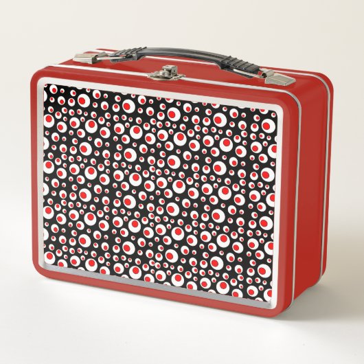 Lunch Box Motif Abstrait de Bright Red White Cercles Noir (Devant)