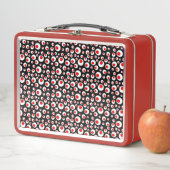 Lunch Box Motif Abstrait de Bright Red White Cercles Noir (En situation)