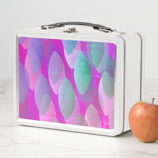Lunch Box Motif Abstrait moderne | Magenta Purple Rose Turqu (En situation)