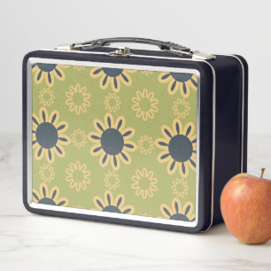 Lunch Box Motif Abstrait noir et jaune rétro