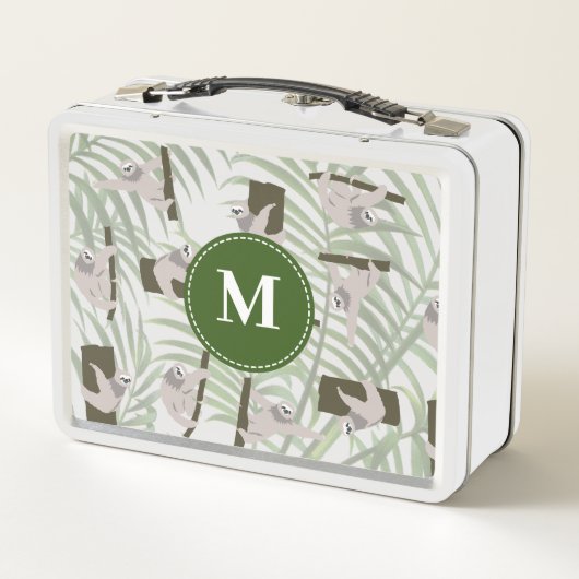 Lunch Box Motif animal mignon en forêt sauvage Monogramme (Dos)