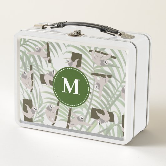 Lunch Box Motif animal mignon en forêt sauvage Monogramme (Devant)
