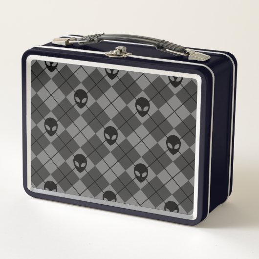 Lunch Box Motif Argyle Alien Noir et Gris (Devant)