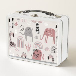 Lunch Box motif avec de mignons éléphants et girafes géant