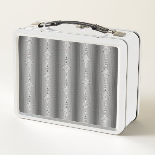 Lunch Box Motif baroque floral avec bordure grise (Dos)