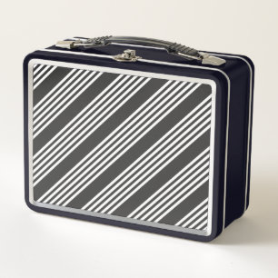 Lunch Box Motif blanc et charbon de bois à cinq bandes