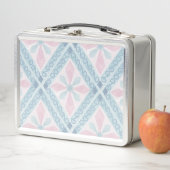 Lunch Box motif bleu en forme de diamant (En situation)