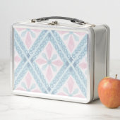 Lunch Box motif bleu en forme de diamant (En situation)