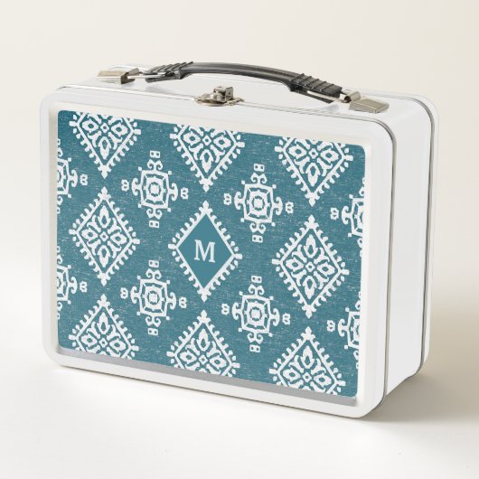 Lunch Box Motif bleu turquoise du monogramme | Amadora (Devant)