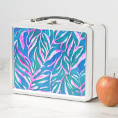 Lunch Box Motif bleu-vert tropical (En situation)