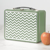 Lunch Box Motif Chevron blanc et vert (En situation)