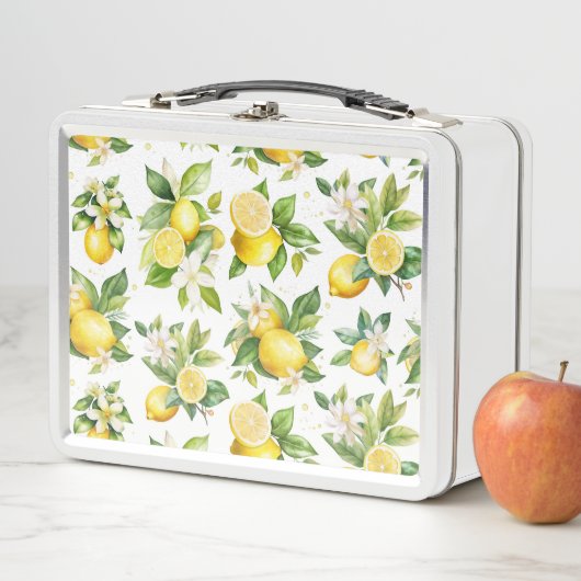 Lunch Box Motif citron, Fleurs de citron, Feuilles, Citrus (En situation)