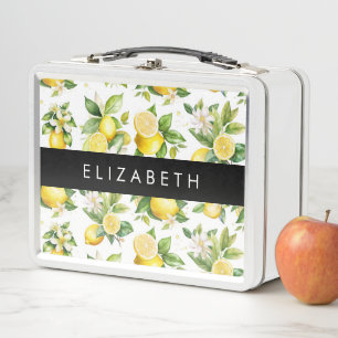 Lunch Box Motif citron, Fleurs de citron, Feuilles, Votre No