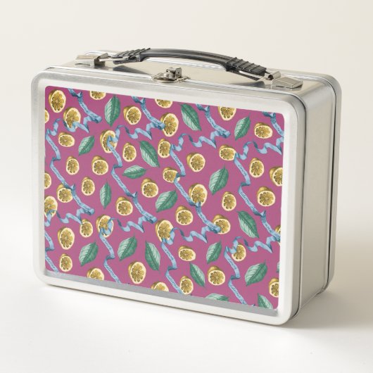 Lunch Box Motif citrons et rubans bleus (Devant)