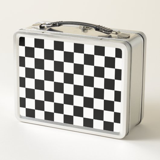 Lunch Box Motif classique Checkered noir et blanc (Dos)