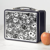 Lunch Box Motif crâne blanc sur noir (En situation)