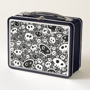 Lunch Box Motif crâne blanc sur noir