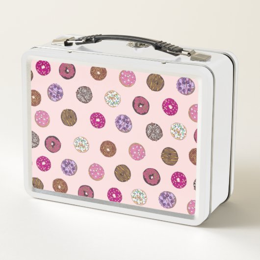Lunch Box Motif d'aquarelle Artsy Rose Sprinkt Donuts (Dos)