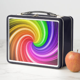 Lunch Box Motif d'art spiral coloré teint arc-en-ciel tourb