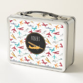 Lunch Box Motif d'avions colorés Nom personnalisé (Dos)