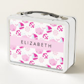 Lunch Box Motif De Baleines, Baleines Roses, Votre Nom (Dos)