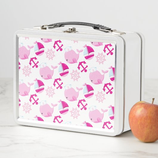 Lunch Box Motif De Baleines, Beaux Baleines, Baleines Roses (En situation)
