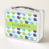 Lunch Box Motif De Baleines, Beaux Baleines, Votre Nom (Dos)