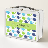 Lunch Box Motif De Baleines, Beaux Baleines, Votre Nom (Devant)