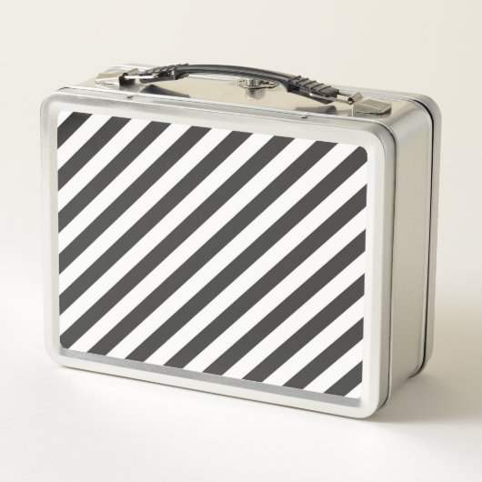 Lunch Box Motif de bandes diagonales noires et blanches (Dos)