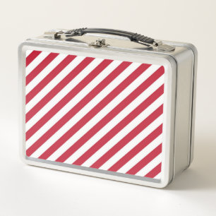 Lunch Box Motif de bandes diagonales rouges et blanches