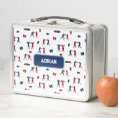 Lunch Box Motif de boîte rouge et bleu (En situation)