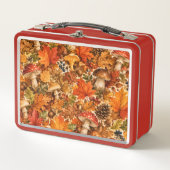 Lunch Box Motif de champignon de forêt automnale | Feuilles (Devant)