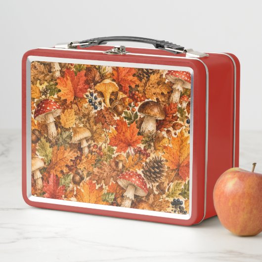 Lunch Box Motif de champignon de forêt automnale | Feuilles (En situation)