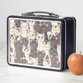 Lunch Box Motif de chats blancs et gris (En situation)