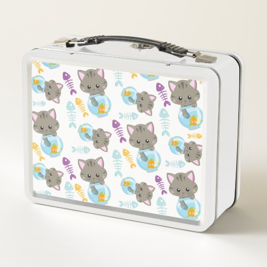 Lunch Box Motif De Chats, Chats Mignons, Chatons, Poisson (Dos)