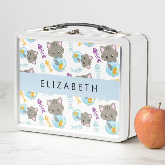 Lunch Box Motif De Chats, Chats Mignons, Chatons, Votre Nom (En situation)