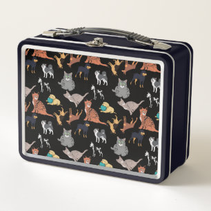 Lunch Box Motif de chats et de chiens sur fond noir