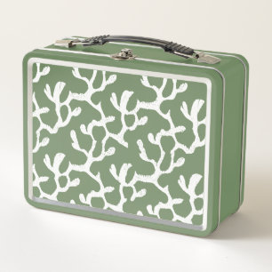 Lunch Box Motif De Corail Bio Blanc Et Vert