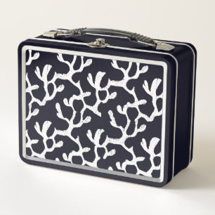 Lunch Box Motif De Corail Bio Noir Et Blanc