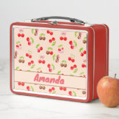 Lunch Box Motif de dessert cerise mignon personnalisé avec n (En situation)