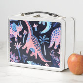 Lunch Box Motif de dinosaures de bande dessinée mignon. (En situation)