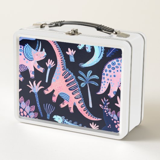 Lunch Box Motif de dinosaures de bande dessinée mignon. (Devant)