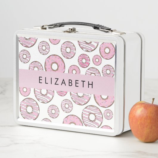 Lunch Box Motif De Donuts, Donuts Roses, Glace, Votre Nom (En situation)