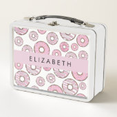 Lunch Box Motif De Donuts, Donuts Roses, Glace, Votre Nom (Devant)